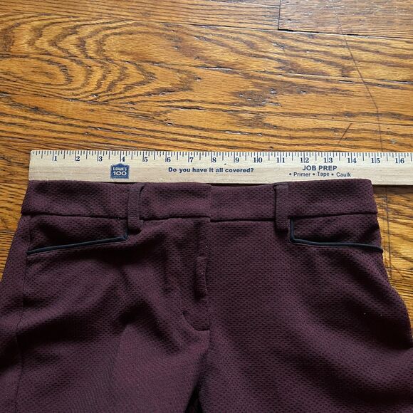 Express Columnist Flared Trousers Womens 4S Maroon Textured Office Pants Career - Picture 7 of 11